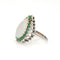Bague Bague vintage en or blanc 14 carats avec opale et émeraude, taille poire, taille 6, bijou de domaine 58 Facettes G13608