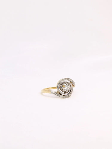 Bague 51 Bague tourbillon or platine diamants taille ancienne 0,10 ct 58 Facettes J322