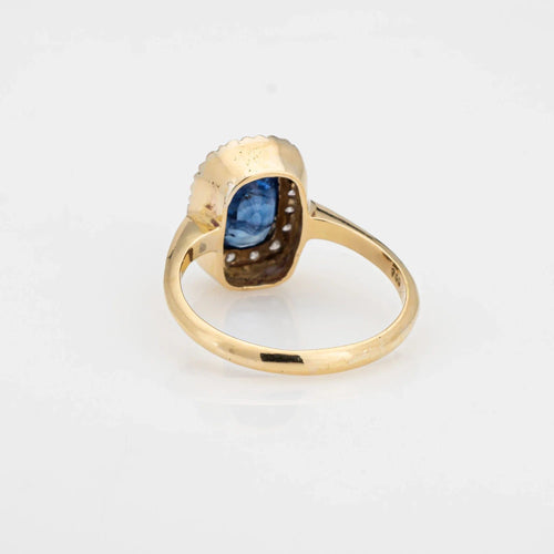 Bague 53.5 Bague Saphir Diamant Vintage Pierre Précieuse Fiançailles Or Jaune 58 Facettes G13425