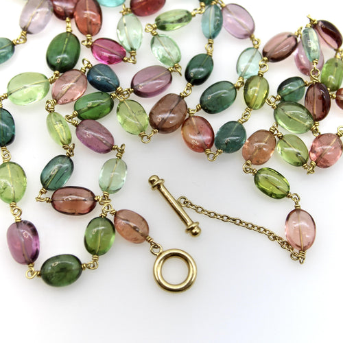Collier Collier Syna en or 18 carats avec perles de tourmaline multicolores 58 Facettes A20070
