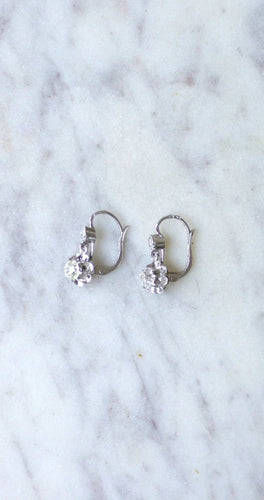 Boucles d'oreilles Dormeuses diamants 0.55 Carat, or blanc 58 Facettes