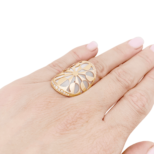 Bague 49 Bague Bulgari "Intarsio" or rose, nacre, diamants. 58 Facettes 34350