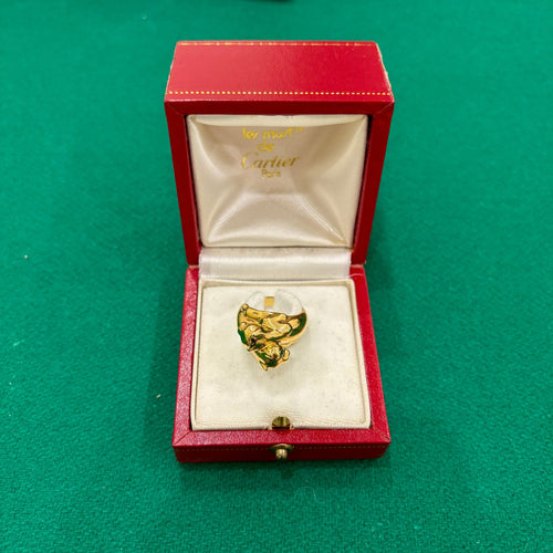 Bague Bague Cartier Panthère Double Tête en or jaune émeraude 58 Facettes