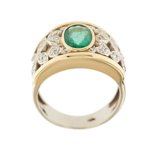 Bague 58 Bague ajourée émeraude et diamants 58 Facettes 36072