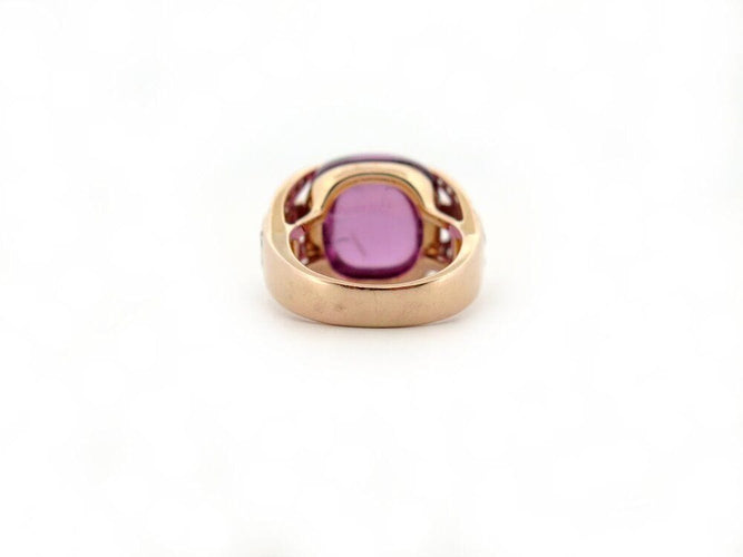Bague 52 bague en or rose 18k 14gr t52 cabochon amethyste sertie 46 diamants 0.75 ct 58 Facettes 264003