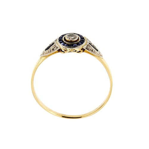 Bague Bague halo avec saphirs et diamants 58 Facettes 36385