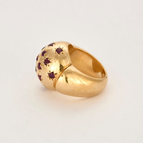 Bague 48 Bague or jaune et rubis de synthèse 58 Facettes SBR1625
