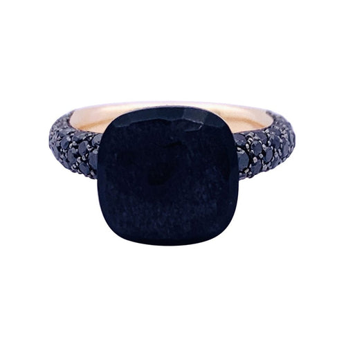 Bague 51 Bague Pomellato, "Nudo", or rose, titane, obsidienne, diamants noirs. 58 Facettes 33642
