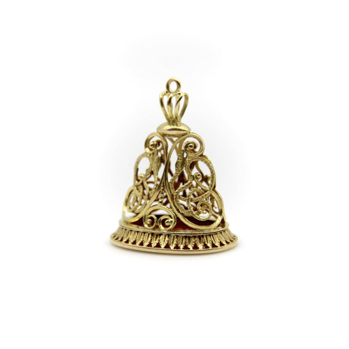 Collier Gousset de serpent victorien en or 14 carats finement ouvragé avec cornaline 58 Facettes A2003Z