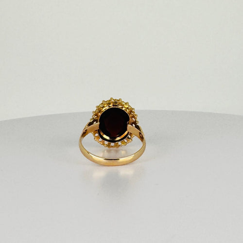 Bague Bague en or jaune avec grenat ovale facetté de 2,5 carats 58 Facettes 2501001