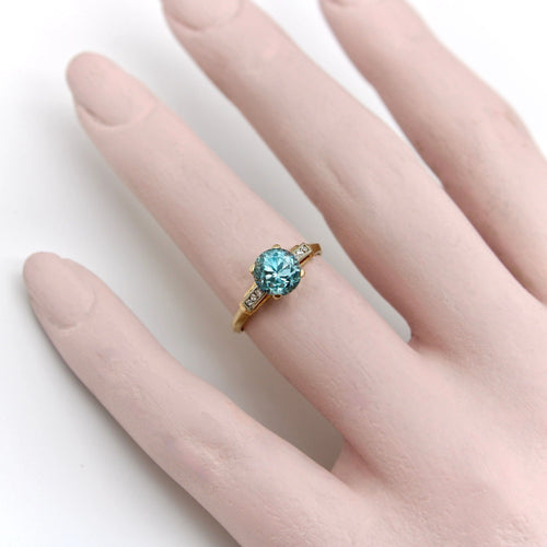 Bague Bague solitaire Art déco en or 14 carats avec zircon et diamant 58 Facettes