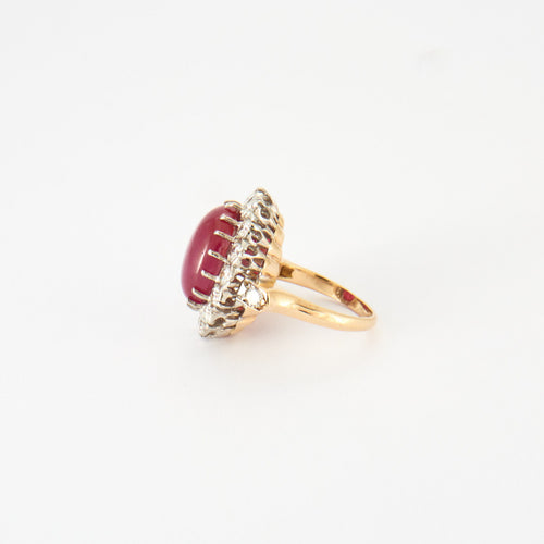Bague 52 Bague Rubis cabochon & Diamants 58 Facettes ALGU08