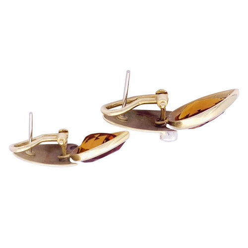 Boucles d'oreilles Boucles d'oreilles modernistes, or jaune, diamants, citrines. 58 Facettes 33616