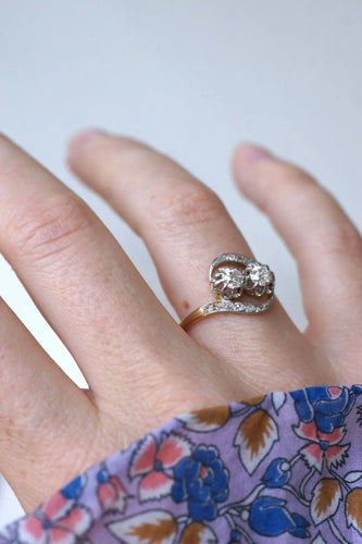 Bague 57 Bague de Fiançailles Toi et Moi Diamants 58 Facettes