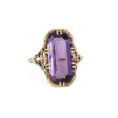 Bague 53.5 Bague vintage Art Déco en or blanc et améthyste 58 Facettes G14135