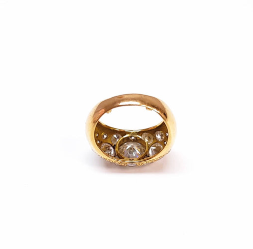 Bague 56 Bague boule diamant solitaire avec pavage 58 Facettes Bag.Boule.3ct