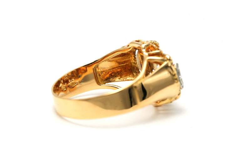 Bague 57 Bague Art Déco or jaune, saphirs blancs 58 Facettes 22802