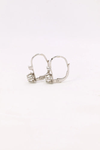 Boucles d'oreilles Dormeuses vintage or blanc diamants 0,30 ct 58 Facettes J447