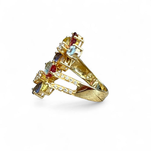 Bague 59 Bague fleurs pierres fines diamants 58 Facettes 237