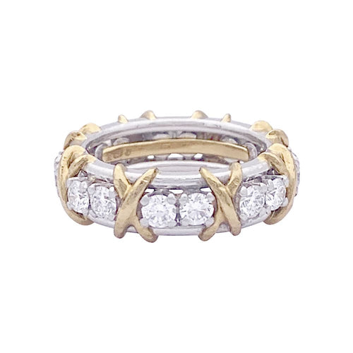 Bague 48 Bague Tiffany & Co. "Sixteen Stones Jean Schlumberger" or jaune, platine, diamants. 58 Facettes 33710