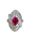 Bague 52 Importante bague en platine rubis et diamants 58 Facettes