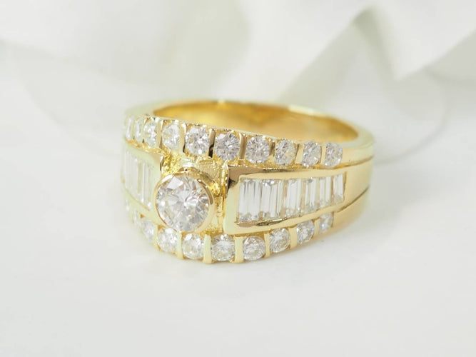 Bague 59 Bague solitaire en or jaune et diamants 58 Facettes 33468
