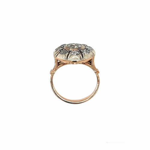 Bague Ensemble bague et boucles d'oreilles victoriennes en or et argent avec diamants 58 Facettes