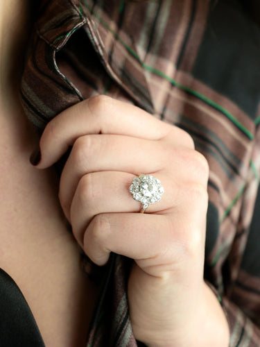 Bague 54 Bague marguerite ancienne diamants taille ancienne 3 carats 58 Facettes 1100