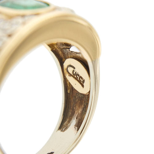 Bague 58 Bague ajourée émeraude et diamants 58 Facettes 36072