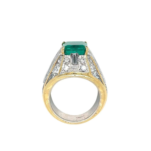 Bague 51 Bague cocktail en or avec diamant émeraude colombienne certifiée rétro 58 Facettes