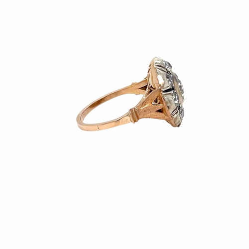 Bague Ensemble bague et boucles d'oreilles victoriennes en or et argent avec diamants 58 Facettes