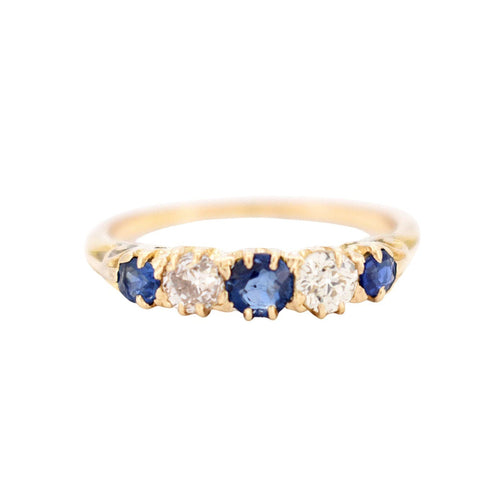 Bague 54 Bague Jarretière Belle Époque, Or jaune, Saphirs et Diamants Naturels 58 Facettes 378