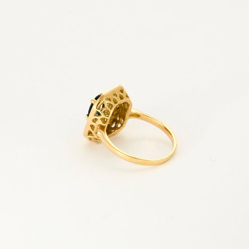 Bague 54 Marguerite or jaune, saphir et diamants 58 Facettes SOR10754