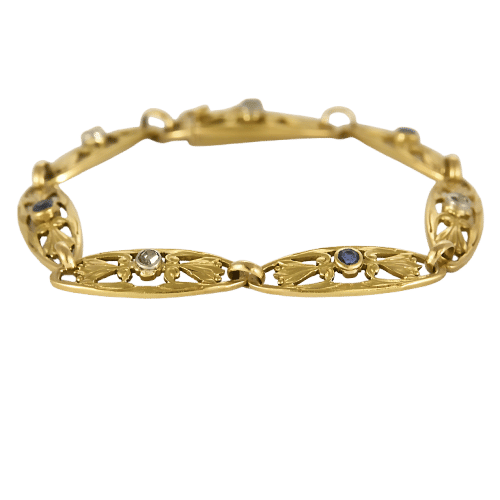 Bracelet Bracelet en Or jaune, diamants et saphirs 58 Facettes AMI1051