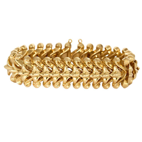 Bracelet Bracelet or jaune maille palmettes 58 Facettes LAN1313