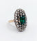 Bague 54 Bague marquise antique en or rose 18k et argent, doublet grenat vert et diamants 58 Facettes A06674