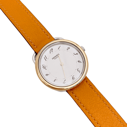 Montre Montre Hermès, "Arceau", plaqué or, acier, cuir. 58 Facettes 34466