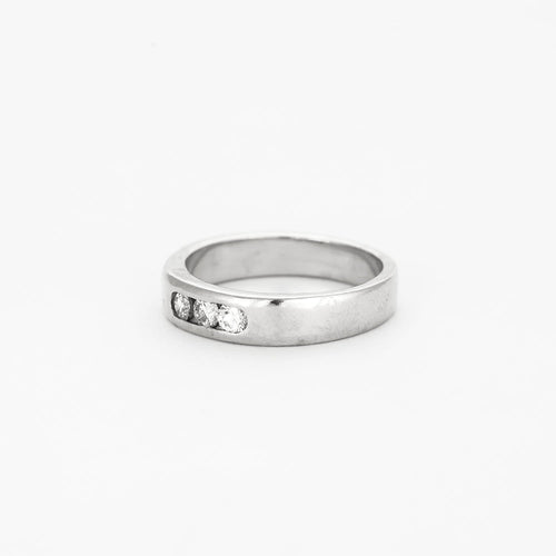 Bague 54 Bague jonc or gris avec diamants 58 Facettes GU43