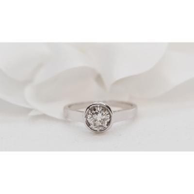 Bague 53.5 Bague Solitaire En Platine Et Diamant 58 Facettes 30482