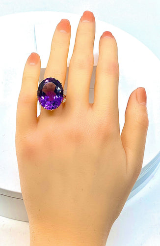 Bague 56 Bague en or jaune & améthyste 58 Facettes AB317