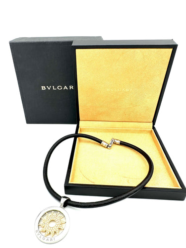 Collier BVLGARI. Collection "Tondo", collier en or, acier et diamants 58 Facettes