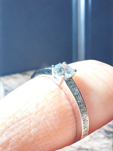 Bague 54 Bague or blanc diamants en pavage 58 Facettes 7834 A