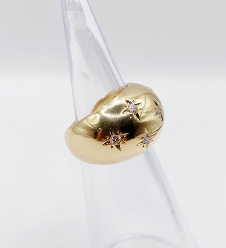Bague 43.5 Bague bombé dôme or 18k diamant taille brillants en serti étoilé (circa 1950) 58 Facettes A05072