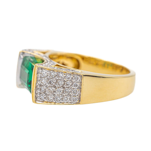 Bague 54 Bague Or jaune, Or blanc Emeraude, Diamant 58 Facettes 3182201CN