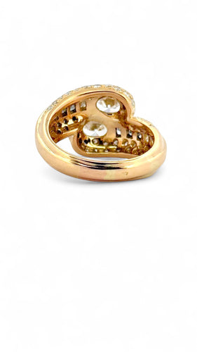 Bague 58 Bague dôme toi et moi or jaune et diamants 58 Facettes