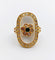 Bague 50.5 Bague marquise vintage or plaque de nacre, marguerite, émeraude et diamants 58 Facettes A03995