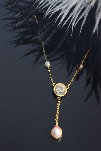 Collier Collier exquis en or, diamants (5,28 ct) et perles, datant des années 1850 58 Facettes 21007-0051