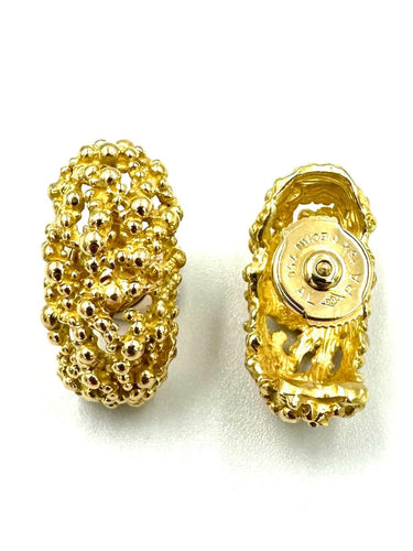 Boucles d'oreilles GILBERT ALBERT. Boucles d'oreilles or jaune 18K 58 Facettes