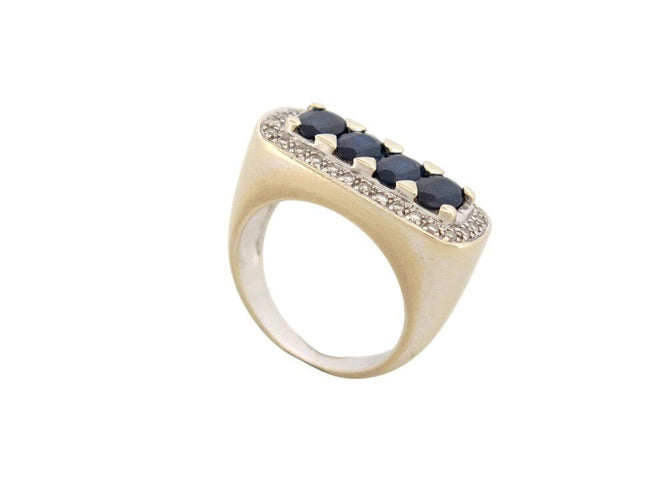 Bague 54 bague sertie 4 saphirs 2.08ct et 30 diamants 0.24ct 54 or blanc 18k 58 Facettes 267841