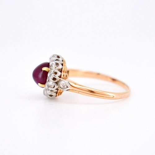 Bague Marguerite, Belle Époque, Or 18 Carats, Rubis et Diamants 58 Facettes 445